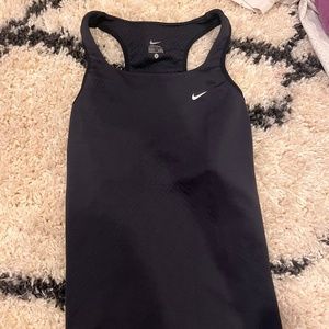 Long black Nike tank with built in bra